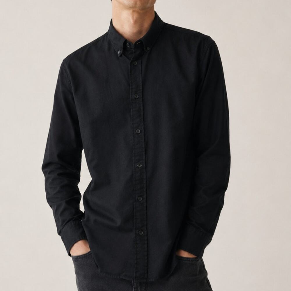 Rag & Bone NY Fit 2 Black Button Down Shirt Long Sleeve size Large